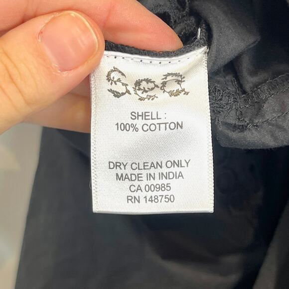 NWT SEA New York Maeve Eyelet Track Pants Pull On Wide Leg Cotton Poplin Black L - Picture 10 of 11